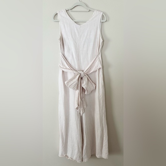 Vineyard Vines Palm Beach Lately Flamingo Pink Gold Wide Leg Tie Waist Jumpsuit - Picture 2 of 11